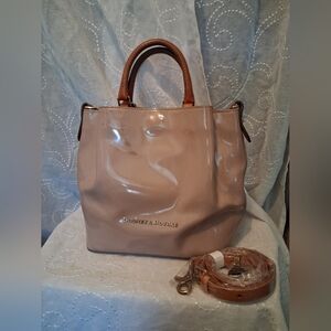 Dooney & Bourke Barlow Beige Patent Leather Tote with Detachable Strap